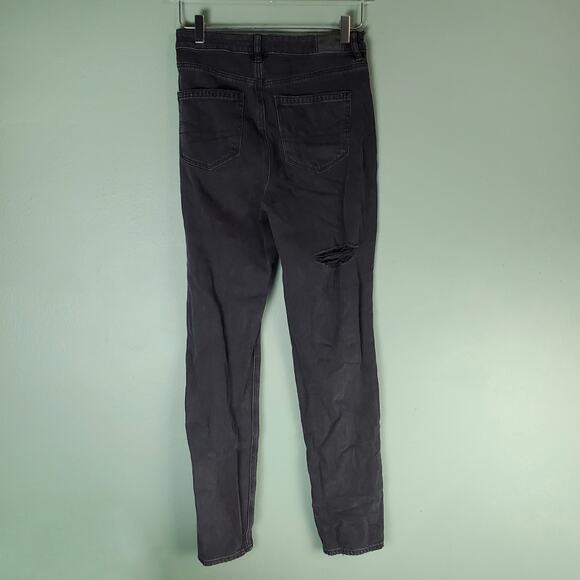 American Eagle Womens Black Distressed Mom Jeans Size 4 X-Long - Picture 2 of 7